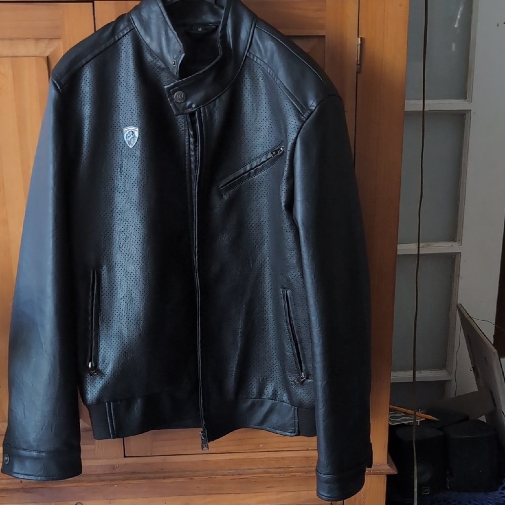 Men's Black Textured Bomber Jacket